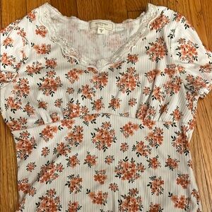 White Floral Women's Top